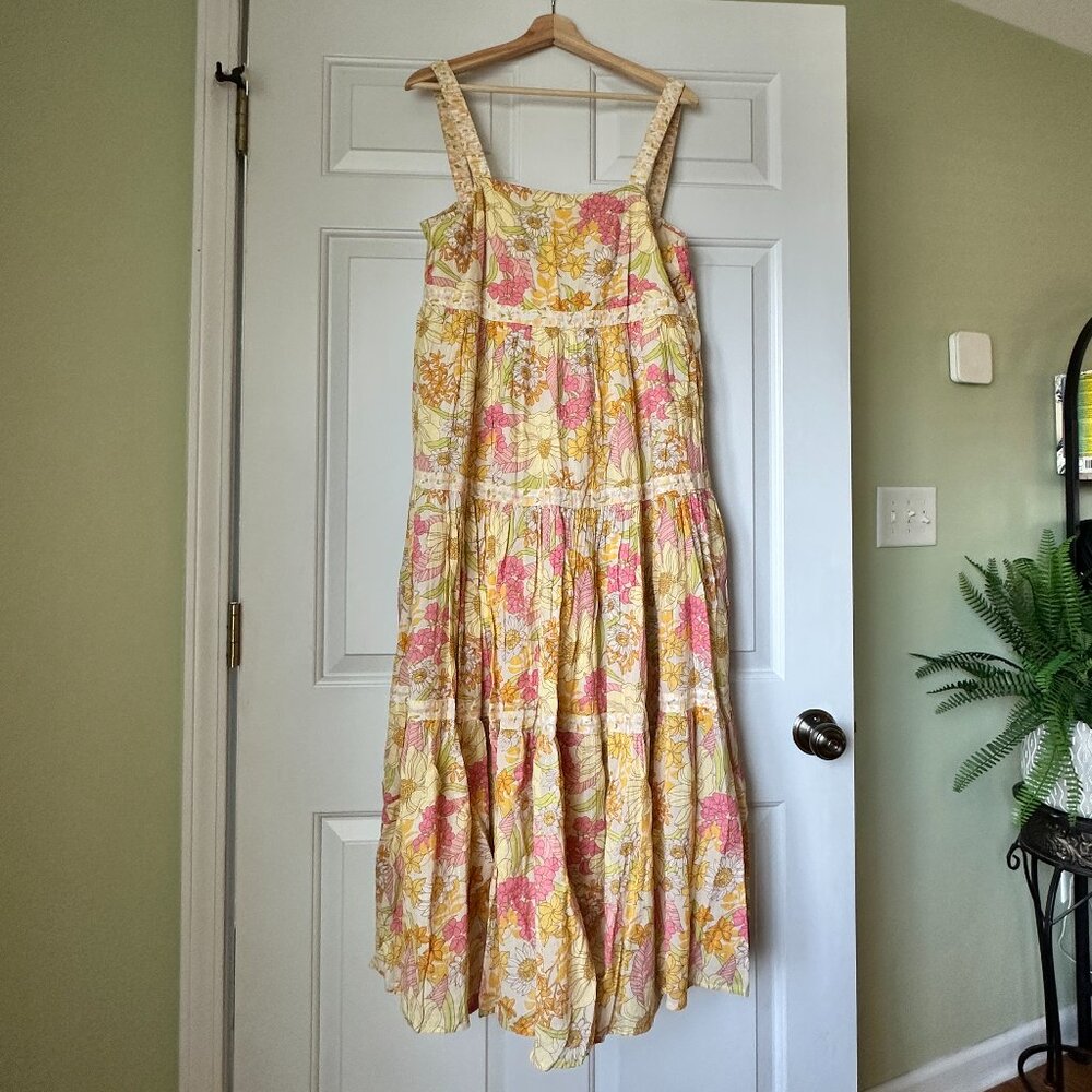 American Eagle Women's Yellow Boardwalk Midi Dress, Size Medium